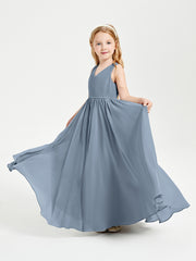 Elegant Sleeveless Junior Bridesmaid Dresses Dusty Blue