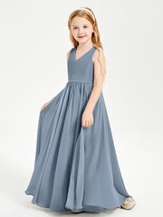 Elegant Sleeveless Junior Bridesmaid Dresses Dusty Blue