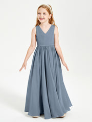 Elegant Sleeveless Junior Bridesmaid Dresses Dusty Blue