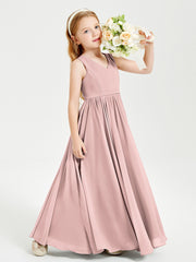 Elegant Sleeveless Junior Bridesmaid Dresses Dusty Rose