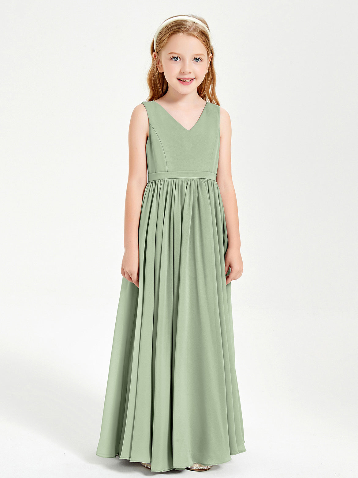 Dusty Sage Junior Bridesmaid Dresses BABARONI Dusty Sage Junior Bridesmaid Dresses BABARONI