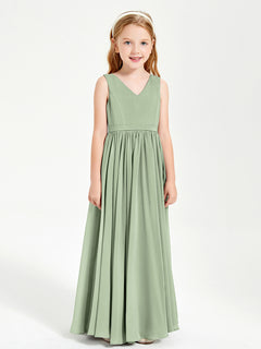 Elegant Sleeveless Junior Bridesmaid Dresses Dusty Sage