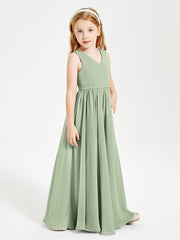 Elegant Sleeveless Junior Bridesmaid Dresses Dusty Sage