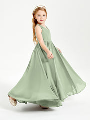 Elegant Sleeveless Junior Bridesmaid Dresses Dusty Sage