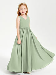 Elegant Sleeveless Junior Bridesmaid Dresses Dusty Sage
