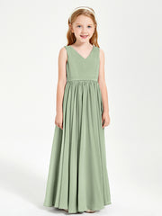 Elegant Sleeveless Junior Bridesmaid Dresses Dusty Sage