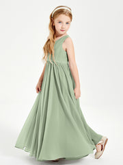 Elegant Sleeveless Junior Bridesmaid Dresses Dusty Sage