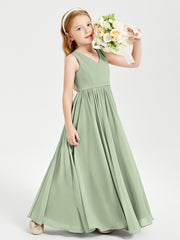 Elegant Sleeveless Junior Bridesmaid Dresses Dusty Sage