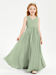 Elegant Sleeveless Junior Bridesmaid Dresses Dusty Sage