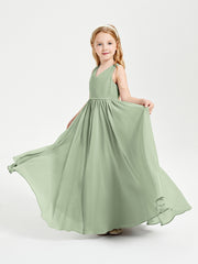 Elegant Sleeveless Junior Bridesmaid Dresses Dusty Sage