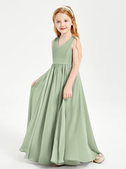 Elegant Sleeveless Junior Bridesmaid Dresses Dusty Sage