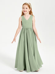 Elegant Sleeveless Junior Bridesmaid Dresses Dusty Sage