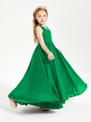 Elegant Sleeveless Junior Bridesmaid Dresses Emerald