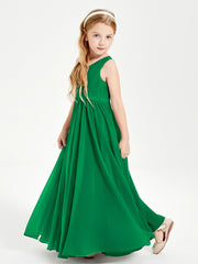Elegant Sleeveless Junior Bridesmaid Dresses Emerald