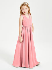 Elegant Sleeveless Junior Bridesmaid Dresses Flamingo