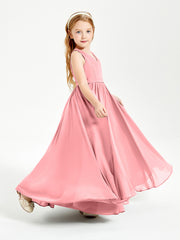 Elegant Sleeveless Junior Bridesmaid Dresses Flamingo
