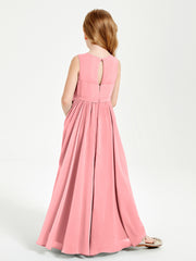 Elegant Sleeveless Junior Bridesmaid Dresses Flamingo
