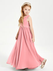 Elegant Sleeveless Junior Bridesmaid Dresses Flamingo