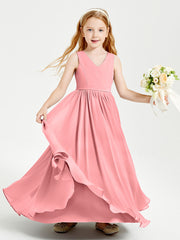 Elegant Sleeveless Junior Bridesmaid Dresses Flamingo