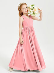 Elegant Sleeveless Junior Bridesmaid Dresses Flamingo
