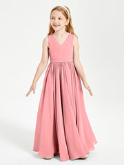 Elegant Sleeveless Junior Bridesmaid Dresses Flamingo