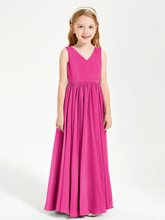 Elegant Sleeveless Junior Bridesmaid Dresses Fuchsia