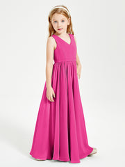 Elegant Sleeveless Junior Bridesmaid Dresses Fuchsia