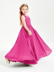Elegant Sleeveless Junior Bridesmaid Dresses Fuchsia