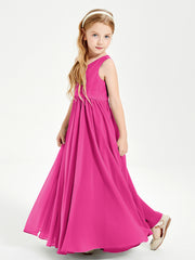 Elegant Sleeveless Junior Bridesmaid Dresses Fuchsia