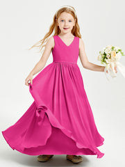 Elegant Sleeveless Junior Bridesmaid Dresses Fuchsia