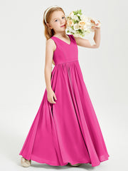 Elegant Sleeveless Junior Bridesmaid Dresses Fuchsia