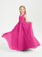 Elegant Sleeveless Junior Bridesmaid Dresses Fuchsia