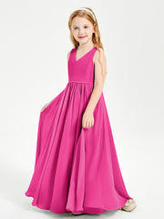 Elegant Sleeveless Junior Bridesmaid Dresses Fuchsia