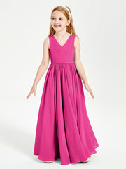 Elegant Sleeveless Junior Bridesmaid Dresses Fuchsia
