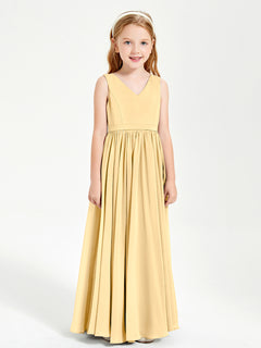 Elegant Sleeveless Junior Bridesmaid Dresses Gold