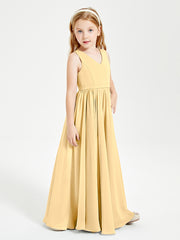 Elegant Sleeveless Junior Bridesmaid Dresses Gold