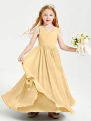 Elegant Sleeveless Junior Bridesmaid Dresses Gold