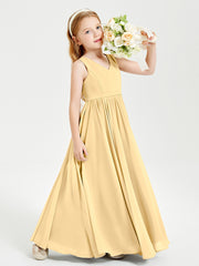 Elegant Sleeveless Junior Bridesmaid Dresses Gold