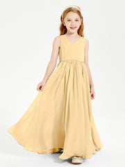Elegant Sleeveless Junior Bridesmaid Dresses Gold