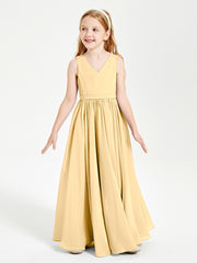 Elegant Sleeveless Junior Bridesmaid Dresses Gold