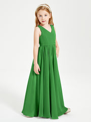 Elegant Sleeveless Junior Bridesmaid Dresses Green