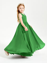 Elegant Sleeveless Junior Bridesmaid Dresses Green