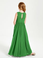 Elegant Sleeveless Junior Bridesmaid Dresses Green