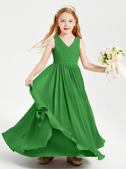 Elegant Sleeveless Junior Bridesmaid Dresses Green