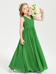 Elegant Sleeveless Junior Bridesmaid Dresses Green