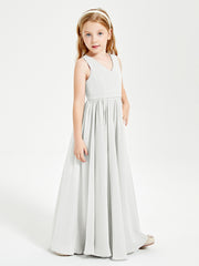 Elegant Sleeveless Junior Bridesmaid Dresses Ivory