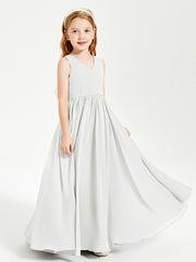 Elegant Sleeveless Junior Bridesmaid Dresses Ivory