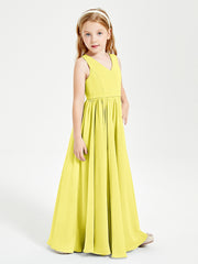 Elegant Sleeveless Junior Bridesmaid Dresses Lemon