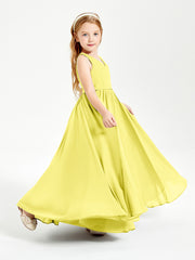 Elegant Sleeveless Junior Bridesmaid Dresses Lemon