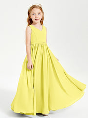 Elegant Sleeveless Junior Bridesmaid Dresses Lemon
